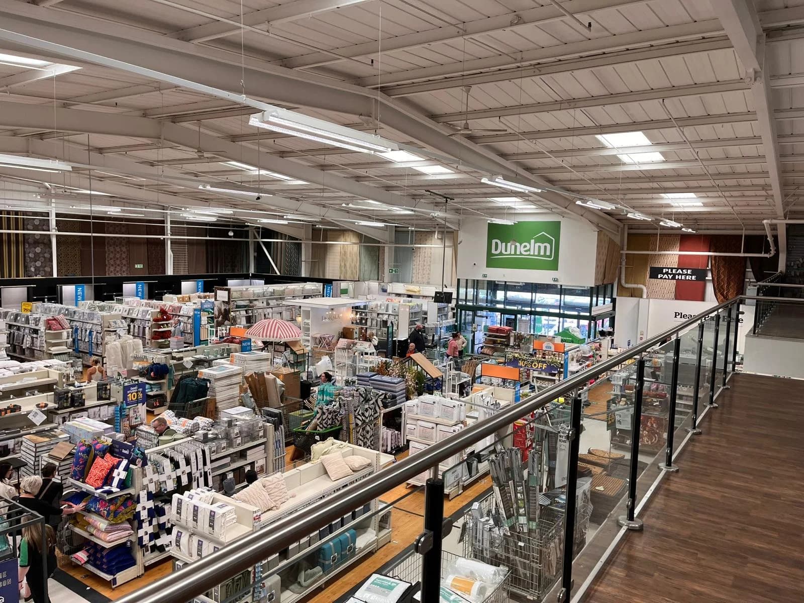 Completed suspended ceiling and retail fit-out at Dunelm Glasgow