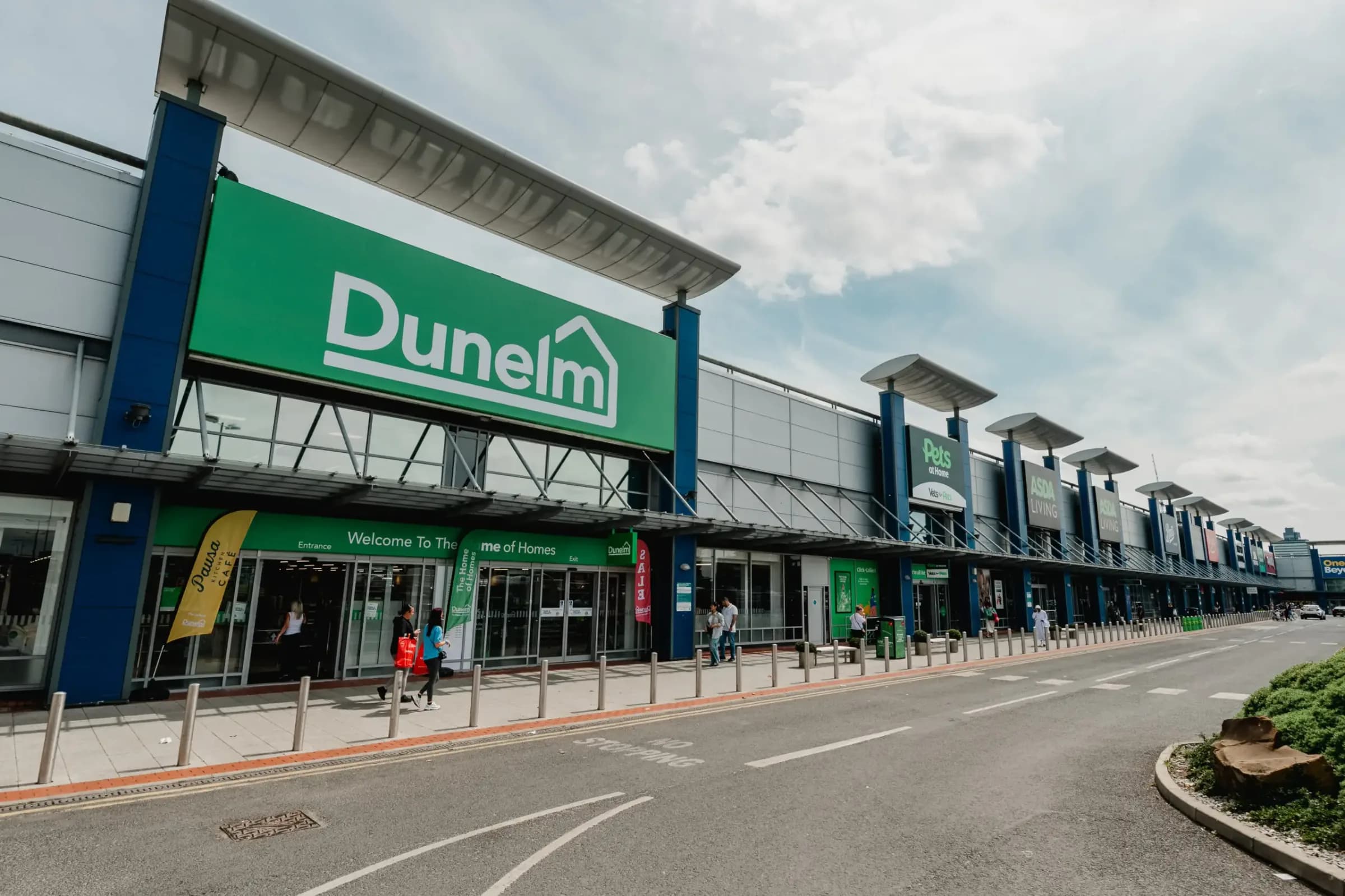 Dunelm Manchester Fort retail interior with modular suspended ceiling and integrated lighting throughout the store