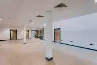 Interior space at Nottingham College CTC showing suspended ceiling and partition installation