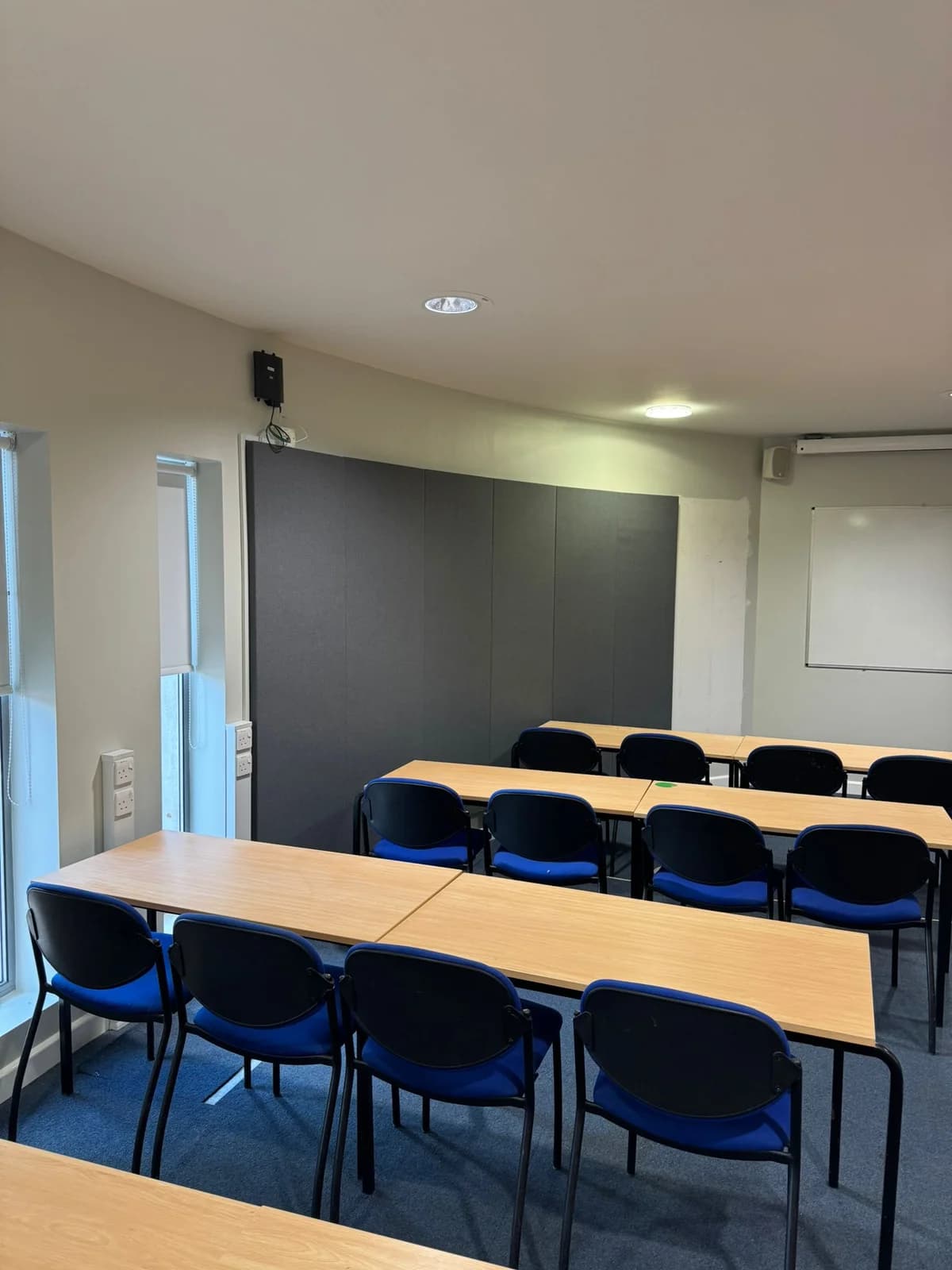 After dark acoustic panels were fitted across the Portland Building teaching room wall