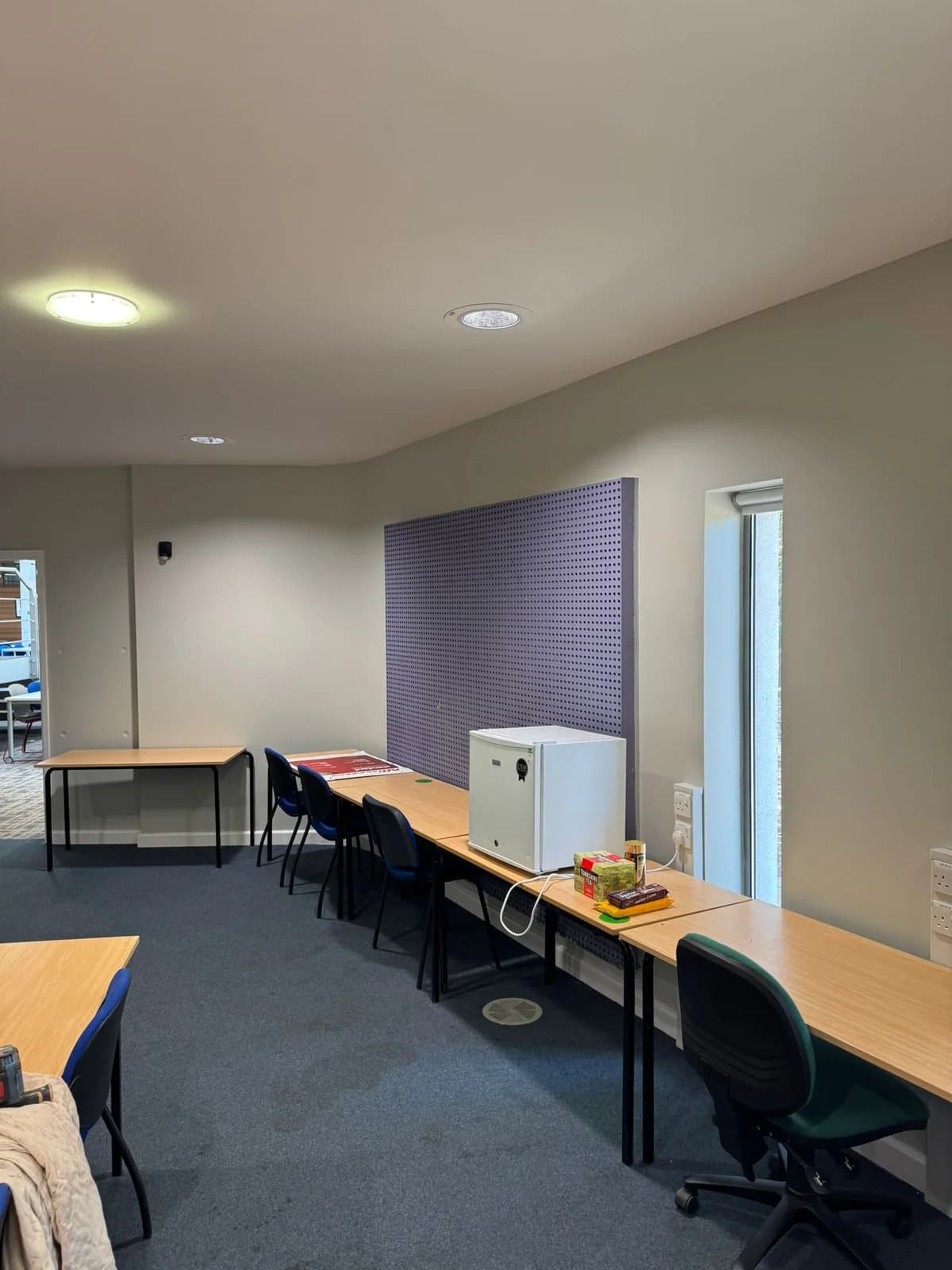 Before acoustic wall treatment at Portland Building in Nottingham
