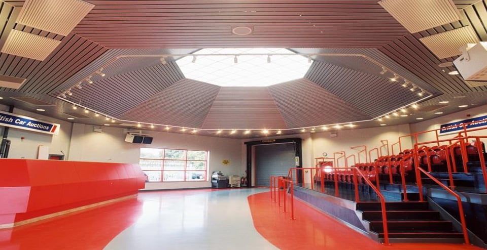 British Car Auctions, Birmingham: Metal Plank Ceiling in a Vehicle Auction Hall case study preview